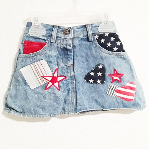 Patriotic Denim Skirt July 4th Jean Skirt - Picture 2 of 8